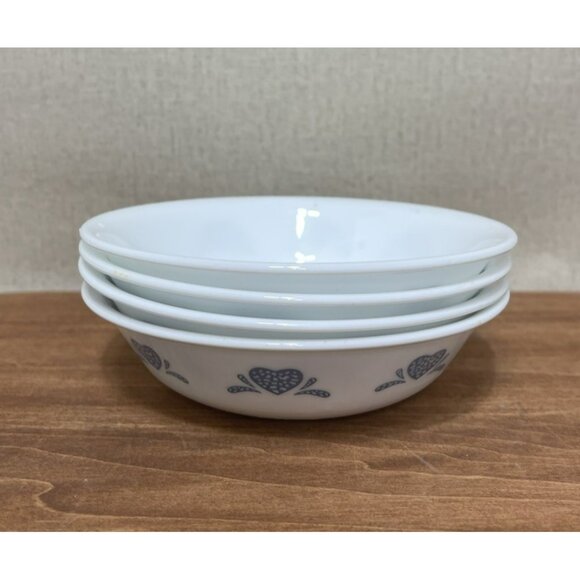 Set of 4 Corelle Blue Heart Sponge 5 Inch Berry Dessert Bowl - Picture 4 of 6